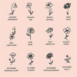 Birth Flower Necklace for Women Stainless Steel Engrave Birth Flowers