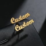 Frosted Name Stud Stainless Steel Tiny Letter Earrings Earcuff