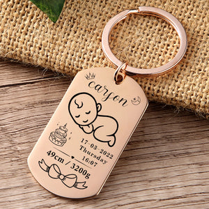 Personalized Baby Keychain Name DOB Weight Height Dad & Mom G