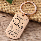 Personalized Baby Keychain Name DOB Weight Height Dad & Mom G