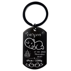 Personalized Baby Keychain Name DOB Weight Height Dad & Mom G