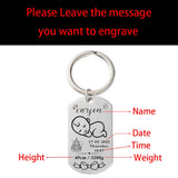 Personalized Baby Keychain Name DOB Weight Height Dad & Mom G