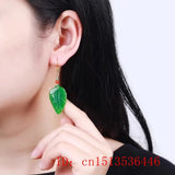 Green Jade Leaf Earrings Women Jadeite Natural Gemstone Accessories 925 Silver