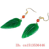 Green Jade Leaf Earrings Women Jadeite Natural Gemstone Accessories 925 Silver