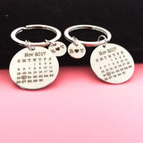 Calendar Keychain, Personalized Keyring for Couples