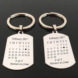 Personalized Calendar Keychain, Initial Name&Date Keyring