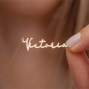 Handwriting Name Necklace Stainless Steel Chain Women Charm Jewelry Choker