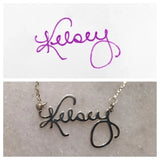 Handwritten Name Necklace Art Signature Nameplate Unique Memorial Jewelry