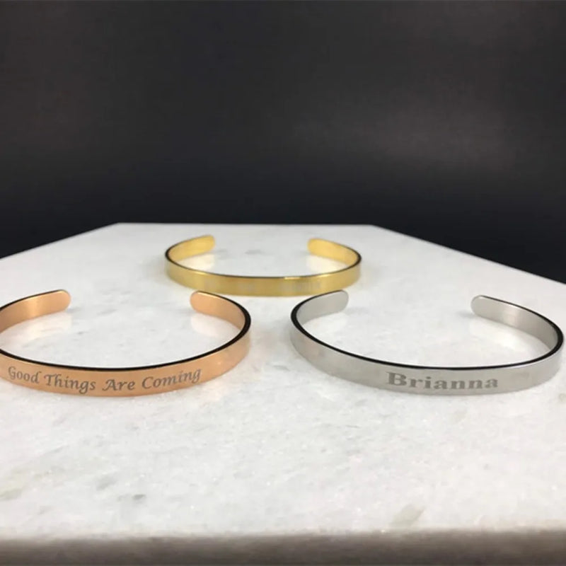 Personalized Stainless Steel Name Bracelet Adjustable Bangle