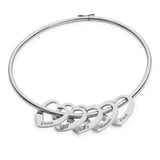 Personalized Heart Charm Bracelet with Engraved Names - Stainless Steel