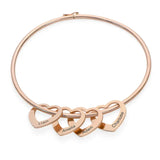 Personalized Heart Charm Bracelet with Engraved Names - Stainless Steel