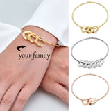 Personalized Heart Charm Bracelet with Engraved Names - Stainless Steel