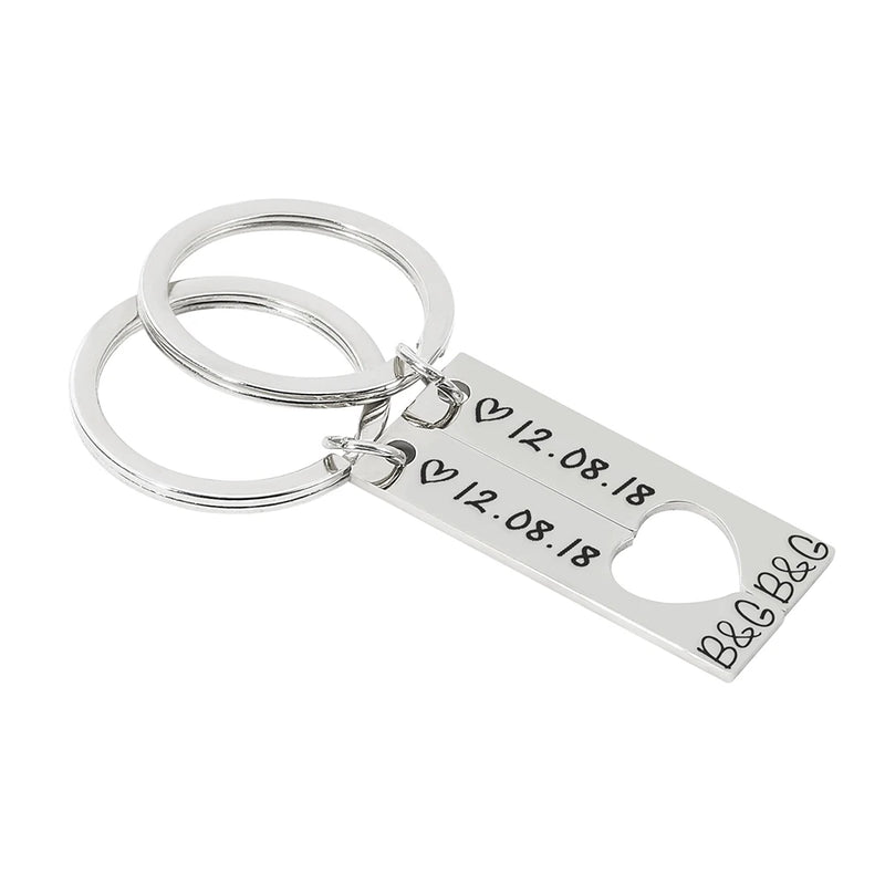 Heart Couples Keychain Personalized Anniversary Gift