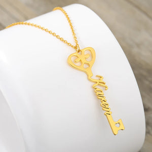 Heart Key Necklace Pendant Personalized Name Necklace