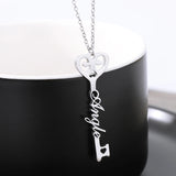 Heart Key Necklace Pendant Personalized Name Necklace