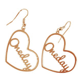 Custom Heart Name Drop Earrings Stainless Steel Personalized Love Dangle