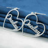 Custom Heart Name Drop Earrings Stainless Steel Personalized Love Dangle