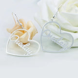 Custom Heart Name Drop Earrings Stainless Steel Personalized Love Dangle