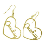 Custom Heart Name Drop Earrings Stainless Steel Personalized Love Dangle