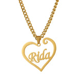 Heart Name Pendant Necklace with Cuban Chain