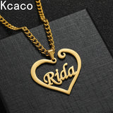 Heart Name Pendant Necklace with Cuban Chain