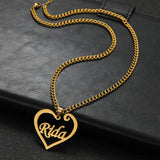 Heart Name Pendant Necklace with Cuban Chain