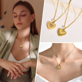 Engraved Heart Necklace Pendant, Personalized Gift for Women