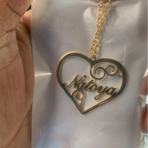 Personalized Heart Necklace for Women Stainless Steel Nameplate Pendant