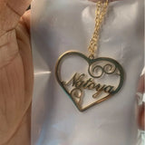 Personalized Heart Necklace for Women Stainless Steel Nameplate Pendant