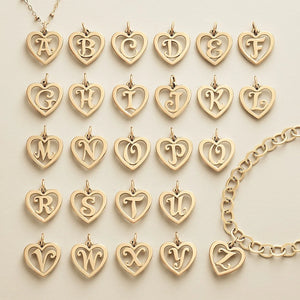 Heart Script Initial Necklace Charm Letter Pendant For Girlfriend