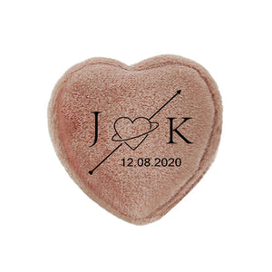 Personalised Heart Velvet Ring Box Flannel Wedding Engagement Ring Storage