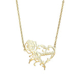 Hollow Rose Flower Name Necklace Personalized Stainless Steel Women's Jewelry
