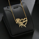 Hollow Rose Flower Name Necklace Personalized Stainless Steel Women's Jewelry