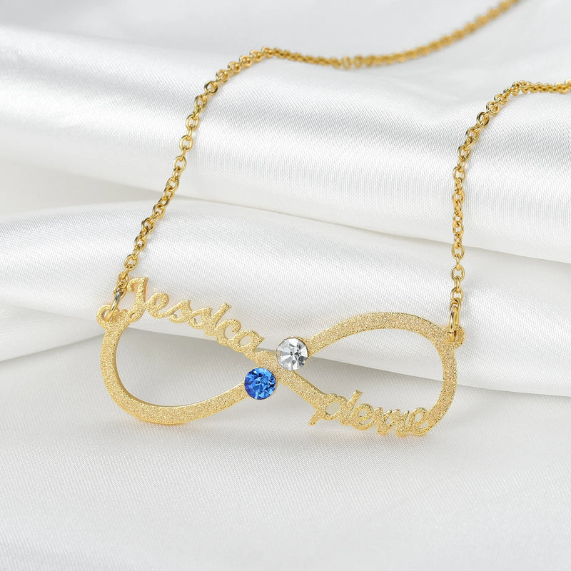 Infinity Names Necklace Birthstone Stainless Steel Choker