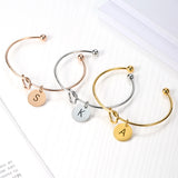 Love Knot Stainless Steel Initial Charm Bracelet Personalized Engrave Letter