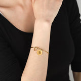 Love Knot Stainless Steel Initial Charm Bracelet Personalized Engrave Letter