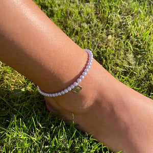 Initial Letters Anklet Stainless Steel Pearl Chain Anklet