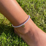 Initial Letters Anklet Stainless Steel Pearl Chain Anklet