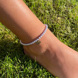 Initial Letters Anklet Stainless Steel Pearl Chain Anklet