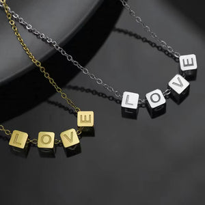 Beaded Cube Initial Necklace Personalized Jewelry Gift Idea