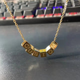 Beaded Cube Initial Necklace Personalized Jewelry Gift Idea