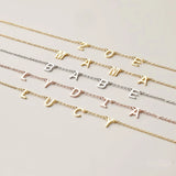 Stainless Steel Initial Necklace for Women Clavicle Chain Number Pendant