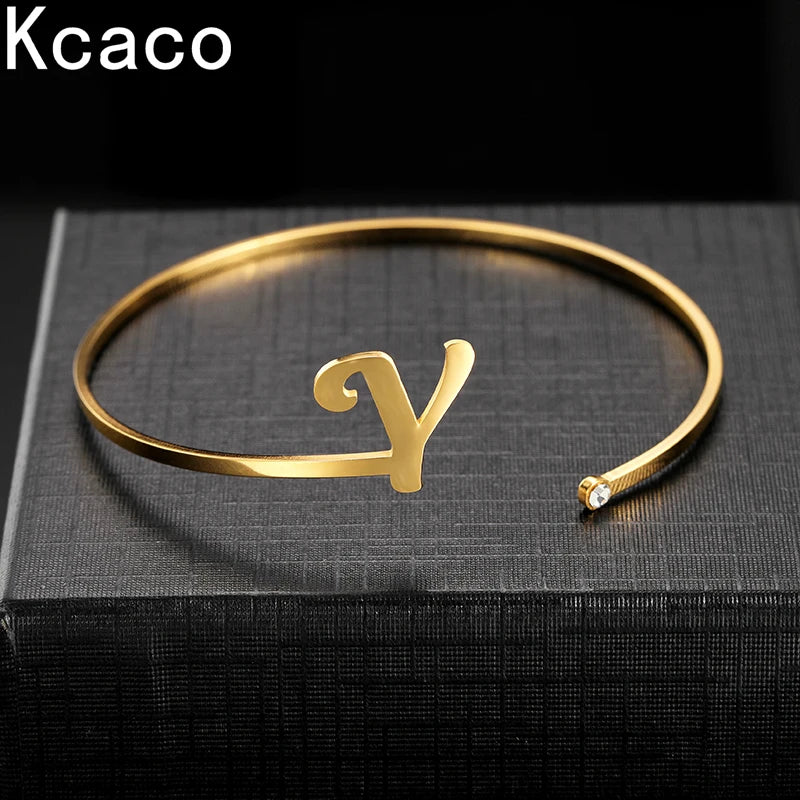 Initials Bracelet Birthday Stone Zircon Bangle Gift
