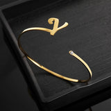 Initials Bracelet Birthday Stone Zircon Bangle Gift