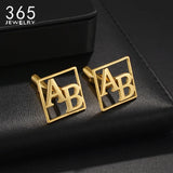Initials Stainless Steel Cufflinks Men Wedding Gift Groom Man Jewelry
