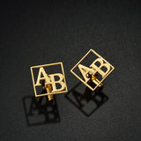 Initials Stainless Steel Cufflinks Men Wedding Gift Groom Man Jewelry