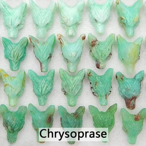 Natural Stone Carved Wolf Head Pendant Bead 23mm Fine Jewelry