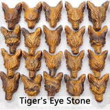 Natural Stone Carved Wolf Head Pendant Bead 23mm Fine Jewelry