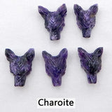 Natural Stone Wolf Head Pendant Bead 23mm