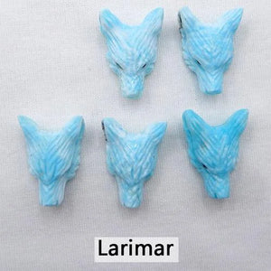 Wolf Head Stone Necklace Pendant Bead 23mm